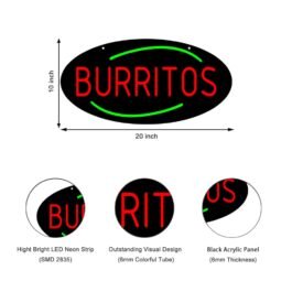 LED Burritos Neon Sign, 20″x10″