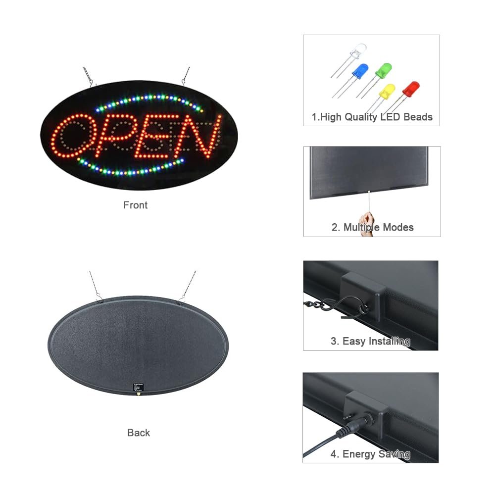 LED Open Closed Sign, 19"x9.5" - Image 2