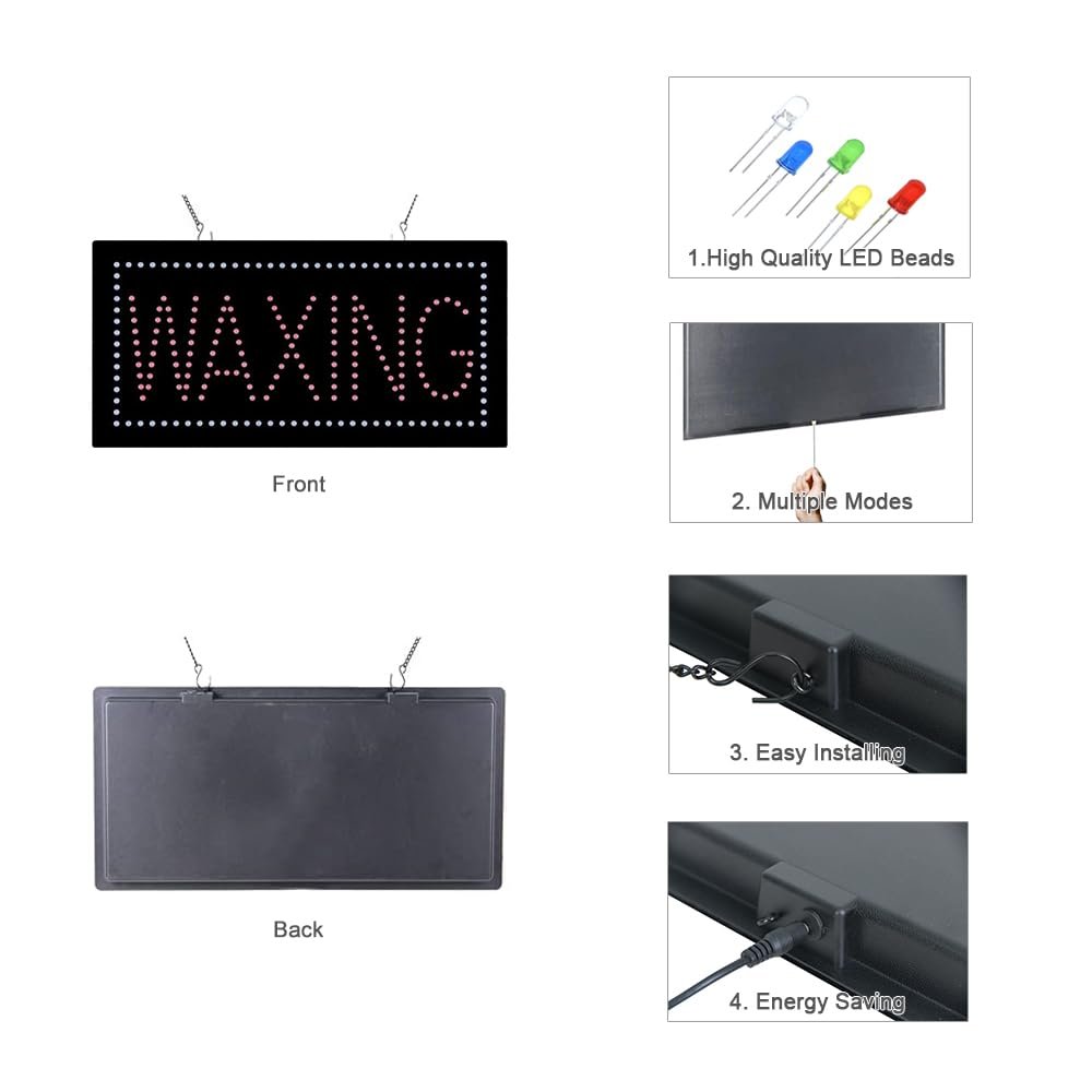 LED Waxing Sign, 19"x9.5" - Image 5