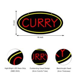 LED Curry Neon Sign, 16″x8″