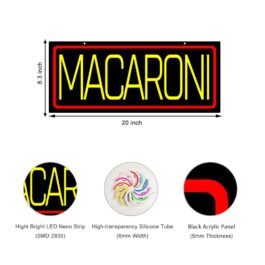 LED Macaroni Neon Sign, 20″×8.3″