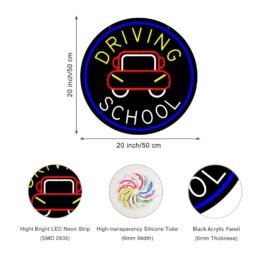 LED Driving School Neon Sign, 20″x20″