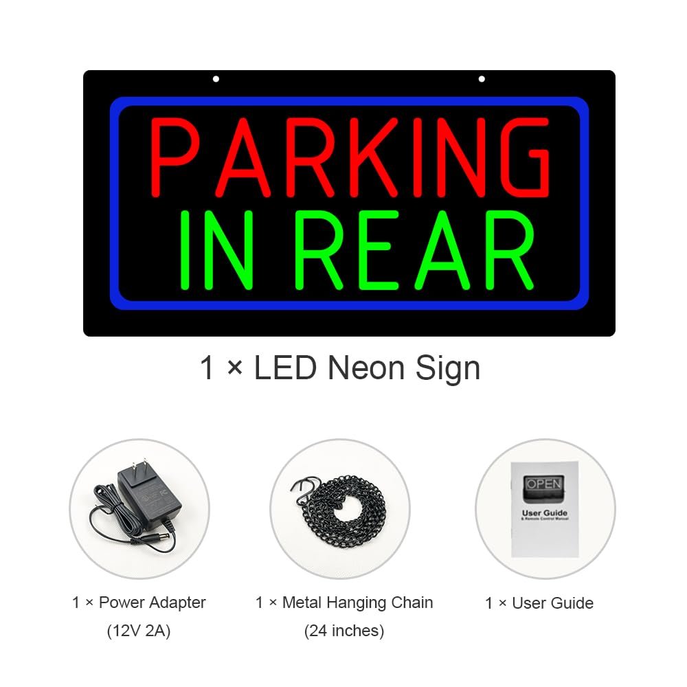 LED Parking in rear Neon Sign, 20"x10" - Image 3