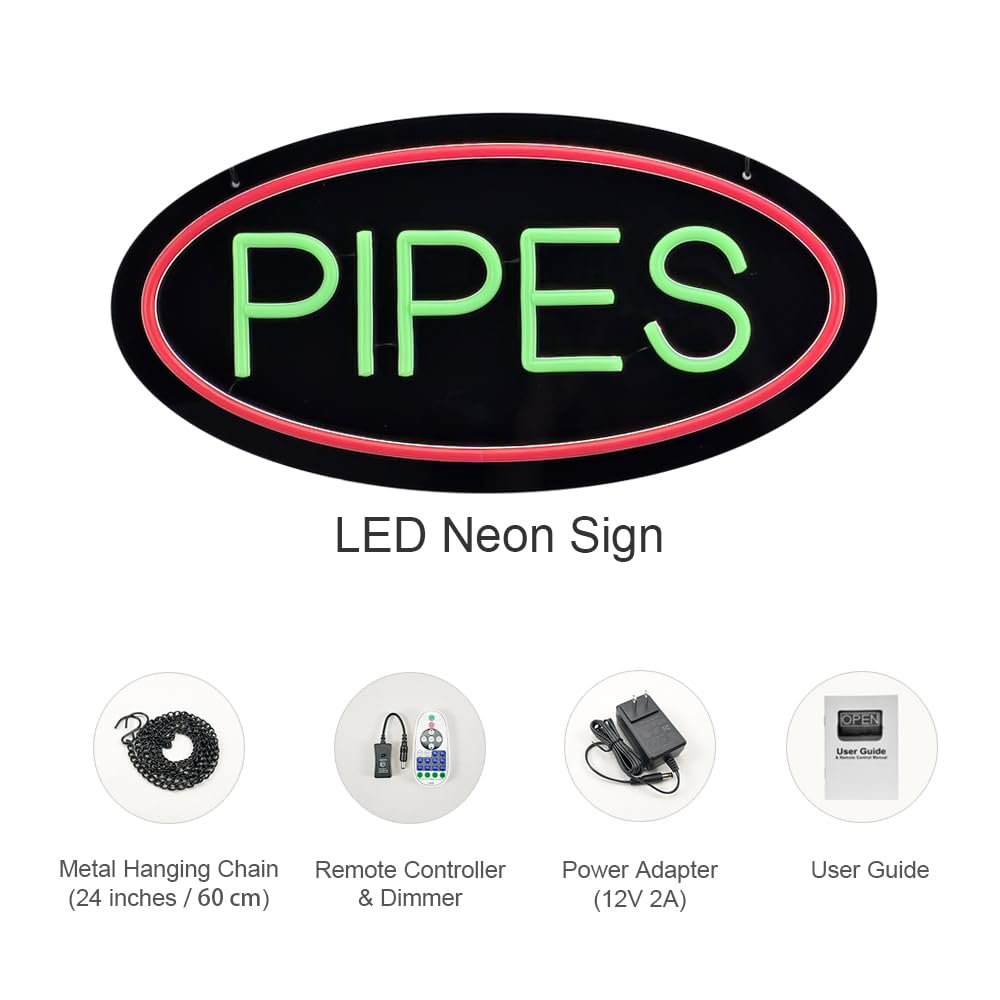 LED Pipes Neon Sign, 16"x8" - Image 5