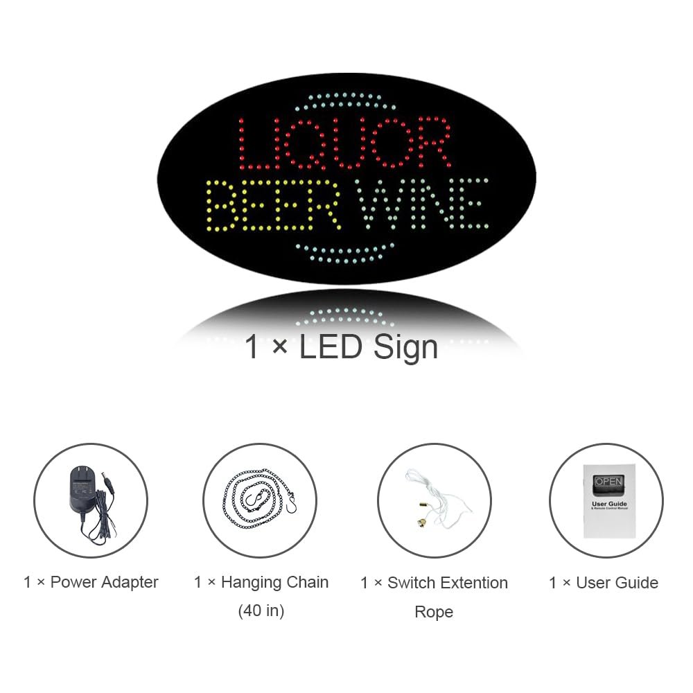 LED Liquor Sign, 27"x15" - Image 6
