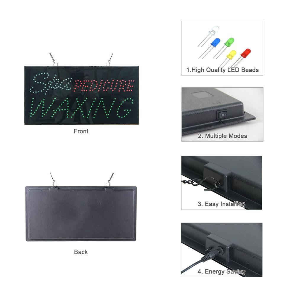LED SPA Pedicure Waxing Dot Sign, 19"x9.5" - Image 4