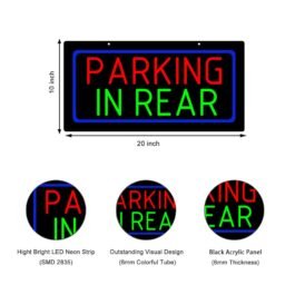 LED Parking in rear Neon Sign, 20″x10″