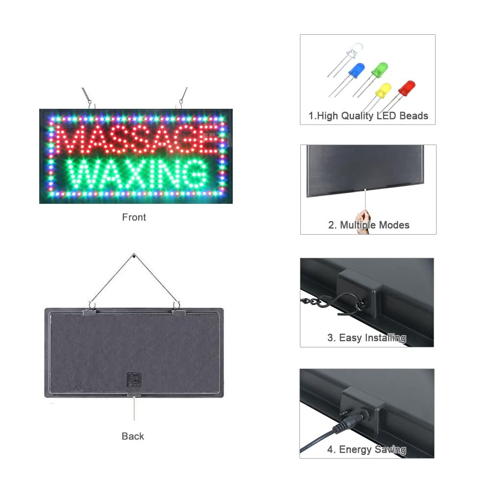 LED Massage Waxing Sign, 24"x12" - Image 3