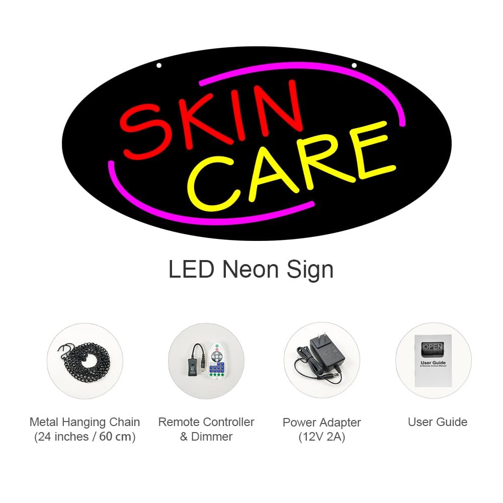 LED Skin Care Neon Sign, 20"x10" - Image 3