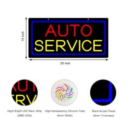 LED Auto Service Neon Sign, 20″x10″