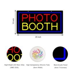 LED Photo Booth Neon Sign, 20″x10″