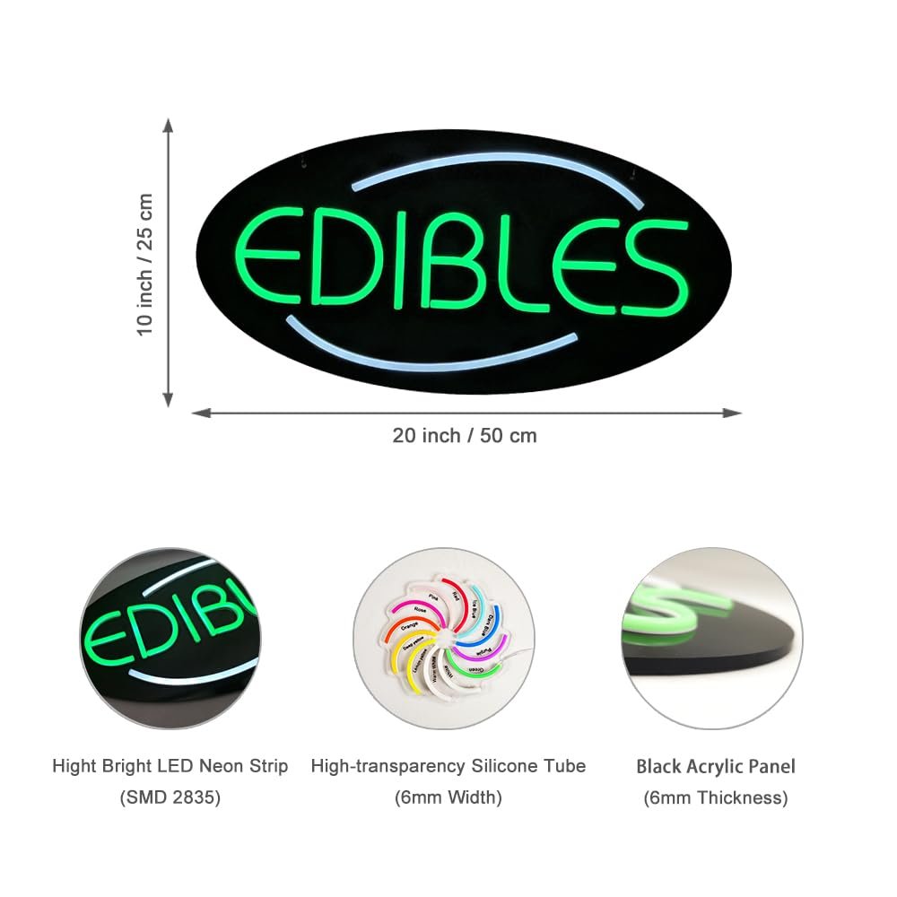LED Edibles Neon Sign, 20"x10" - Image 4