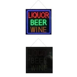LED Liquor Beer Wine Sign, 16″x16″