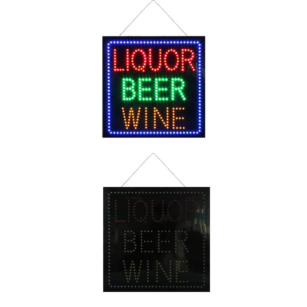 LED Liquor Beer Wine Sign, 16"x16" - Image 2