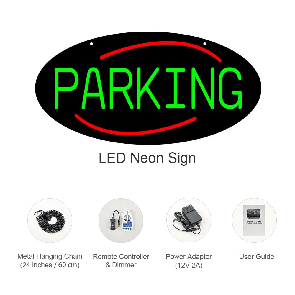 LED Parking Neon Sign, 20"x10" - Image 4