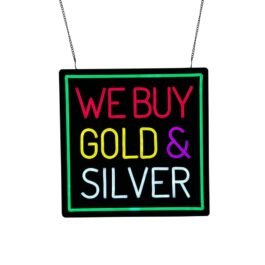 We Buy Gold&Silver Neon Sign, 16″x16″