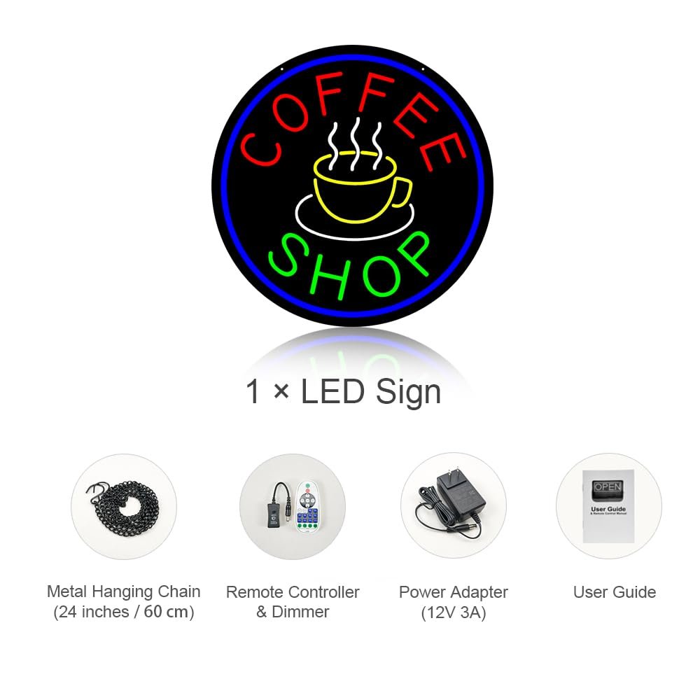 LED Coffee Shop Neon Sign, 20"x20" - Image 5