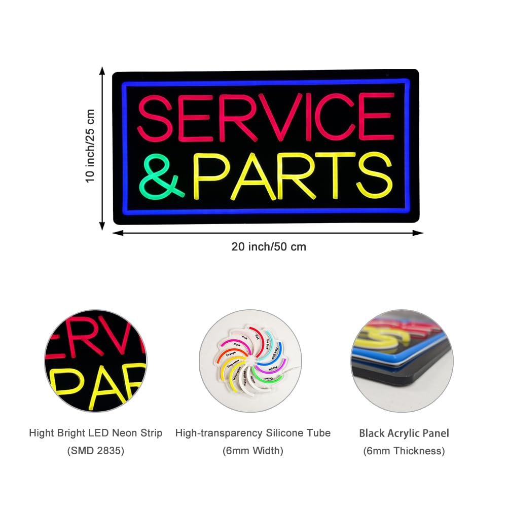 LED Service Parts Neon Sign, 20"x10" - Image 3