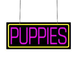 LED Puppies Neon Sign, 20″x8.3″