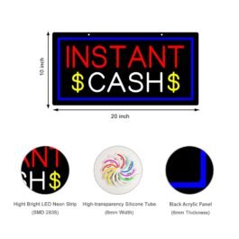 LED Instant Cash Neon Sign, 20″x10″