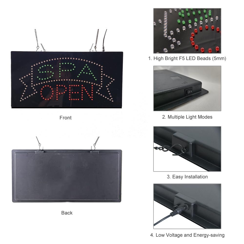 LED Spa Open Sign, 19"x9.5" - Image 4