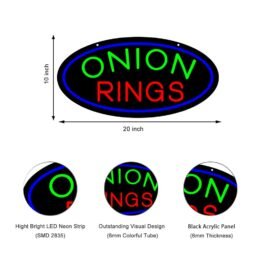 LED Onion Rings Neon Sign, 20″×10″