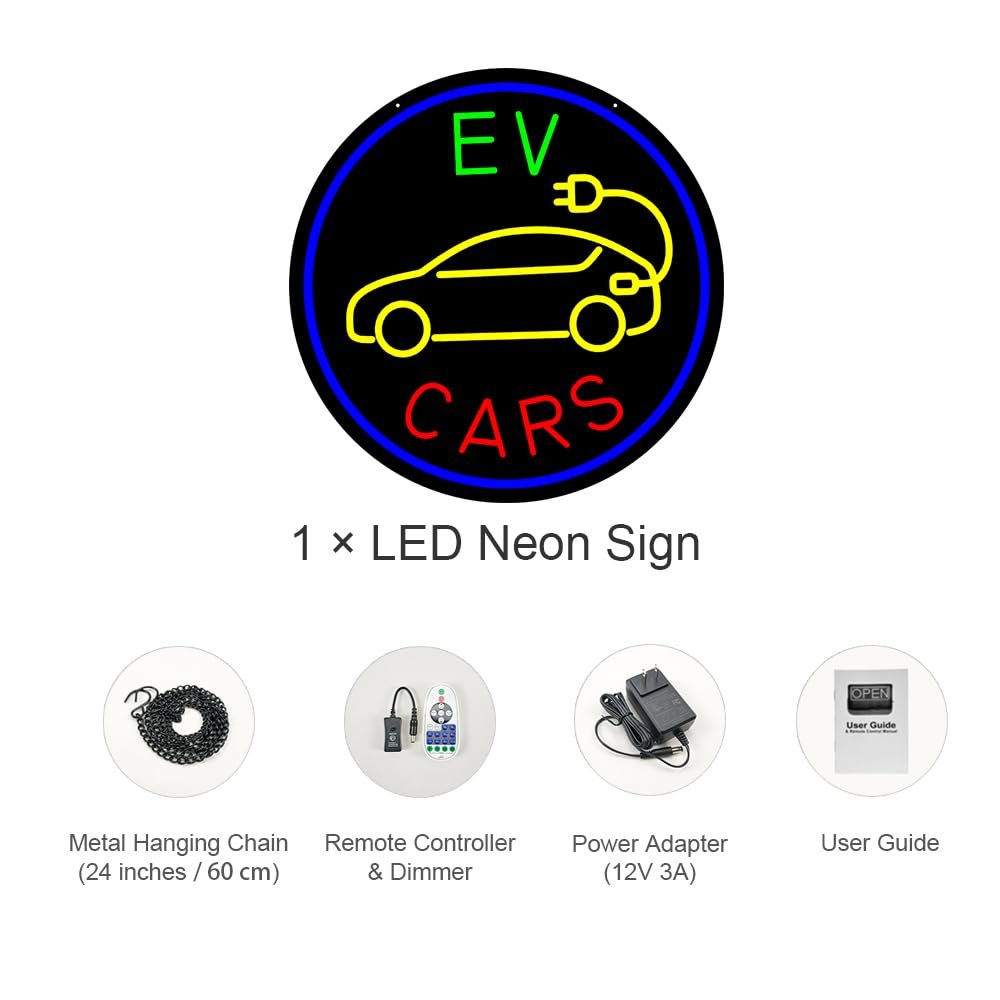 LED EV Cars Neon Sign, 20"x20" - Image 3