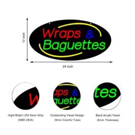 LED Wraps Baguettes Neon Sign, 24″x12″