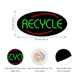 LED Recycle Neon Sign, 20″x10″