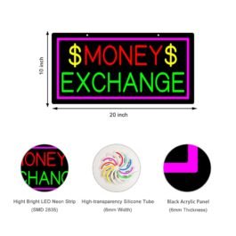LED Money Exchange Neon Sign, 20″x10″