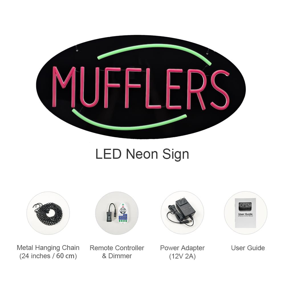 LED MUFFLERS Neon Sign, 20"x10" - Image 5
