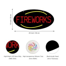 LED Fireworks Neon Sign, 20″x10″