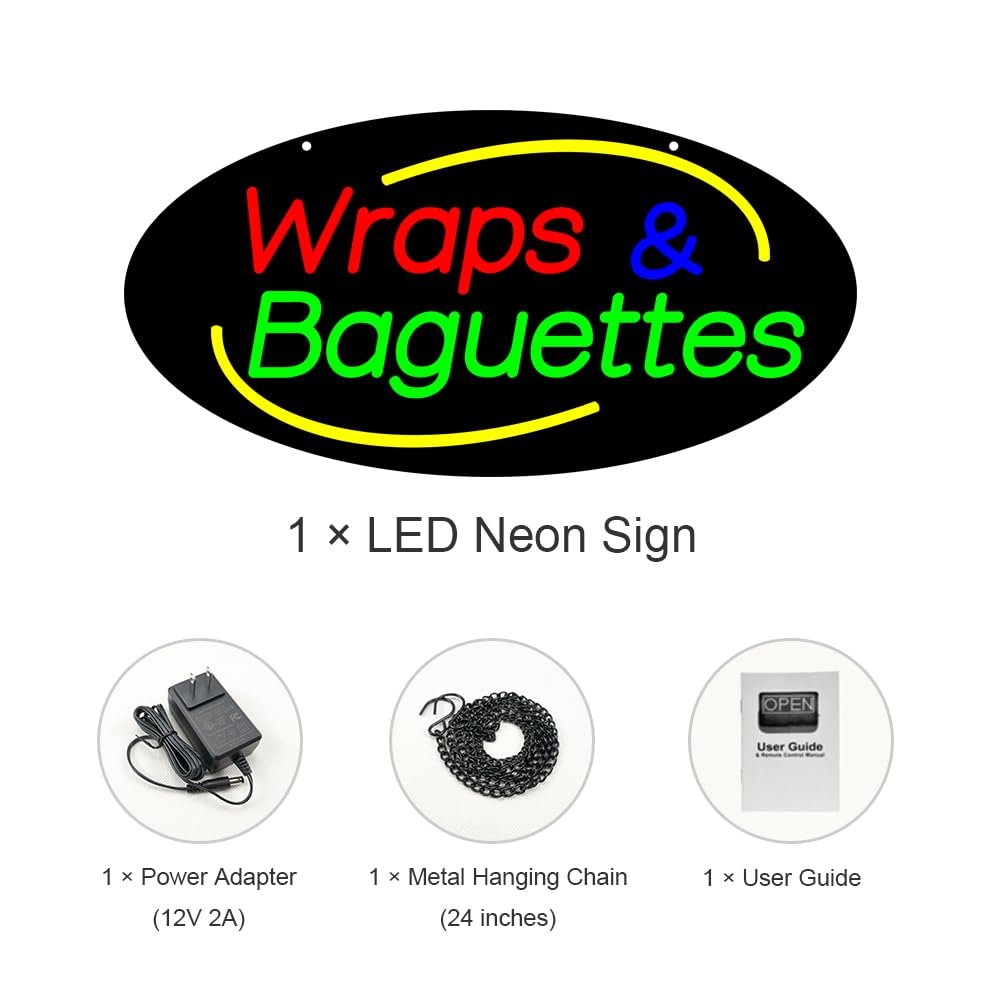 LED Wraps Baguettes Neon Sign, 24"x12" - Image 3