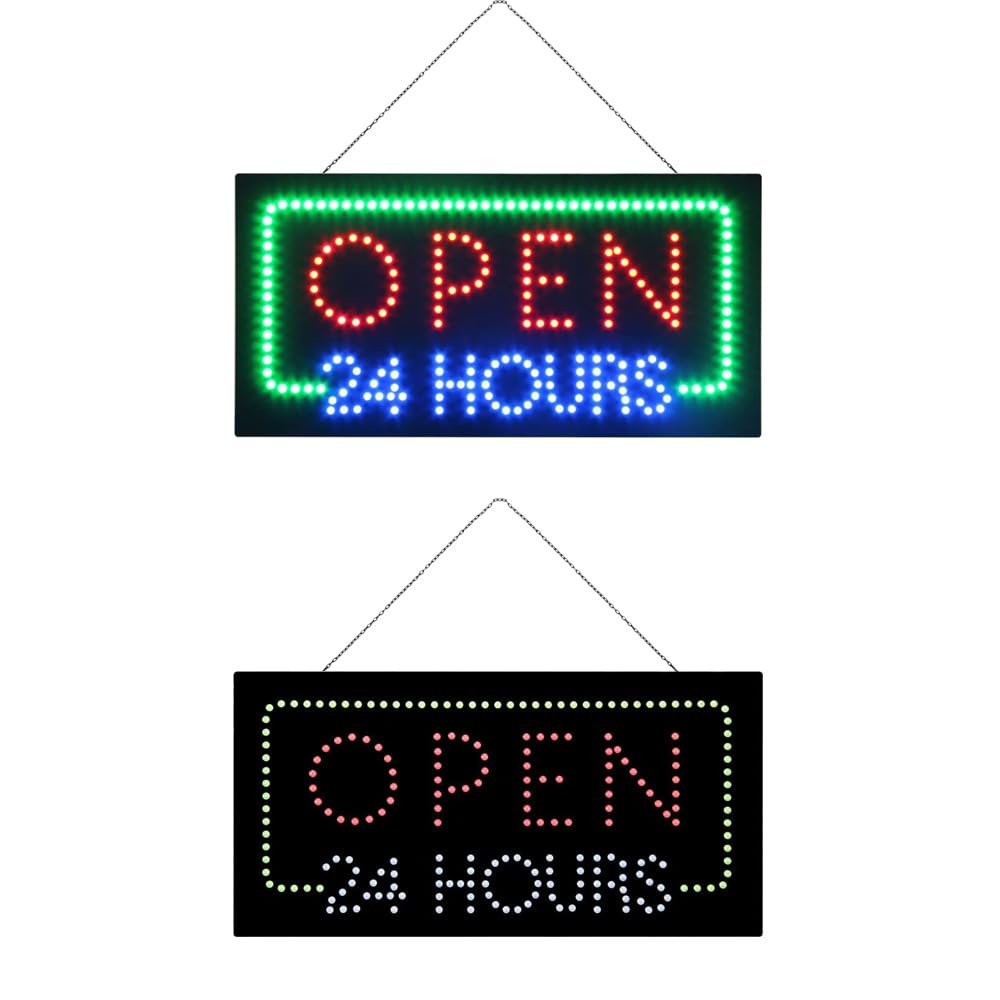LED Open 24 Hours Sign, 19"×9.5" - Image 2