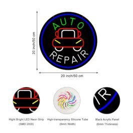 LED Auto Repair Neon Sign, 20″x20″