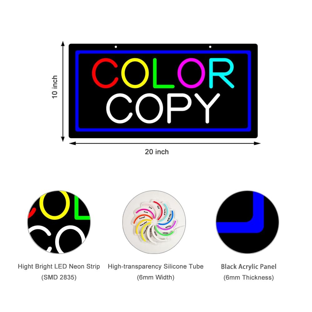 LED Color Copy Neon Sign, 20"x10" - Image 2