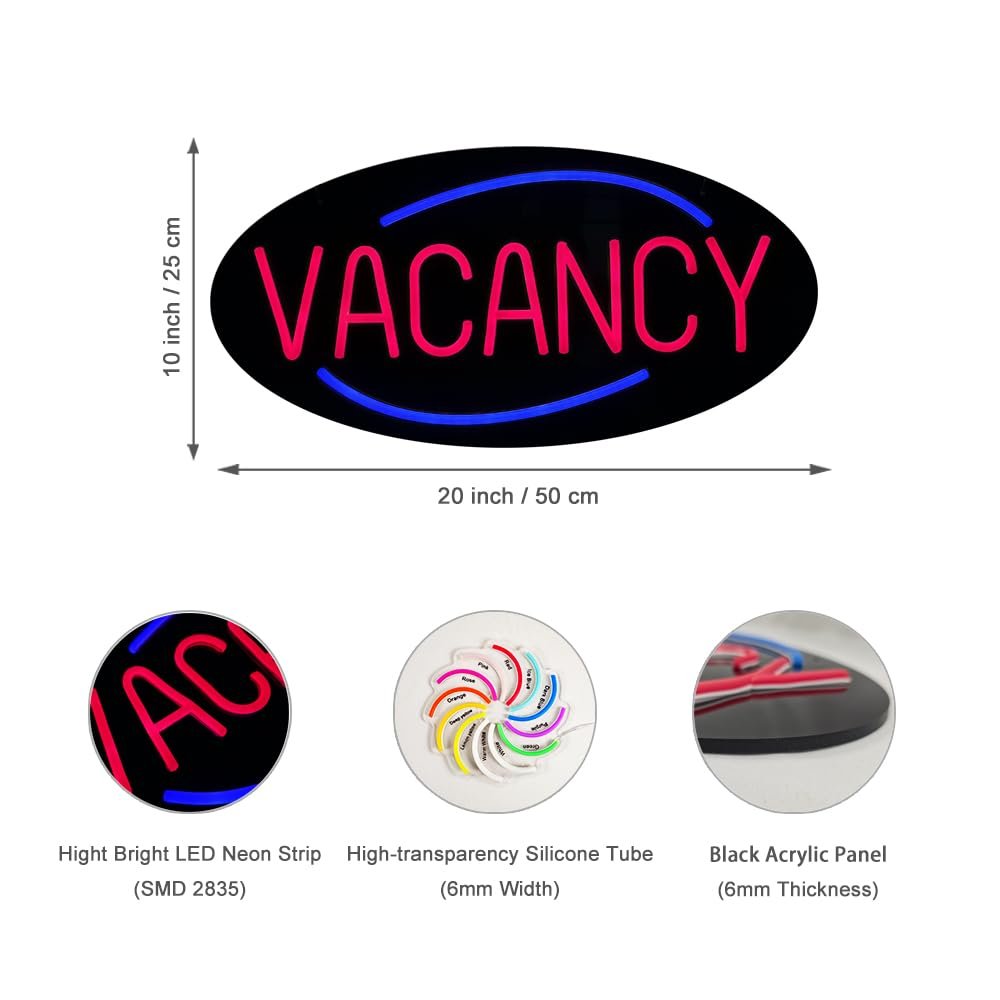 LED Vacancy Neon Sign, 20"x10" - Image 4