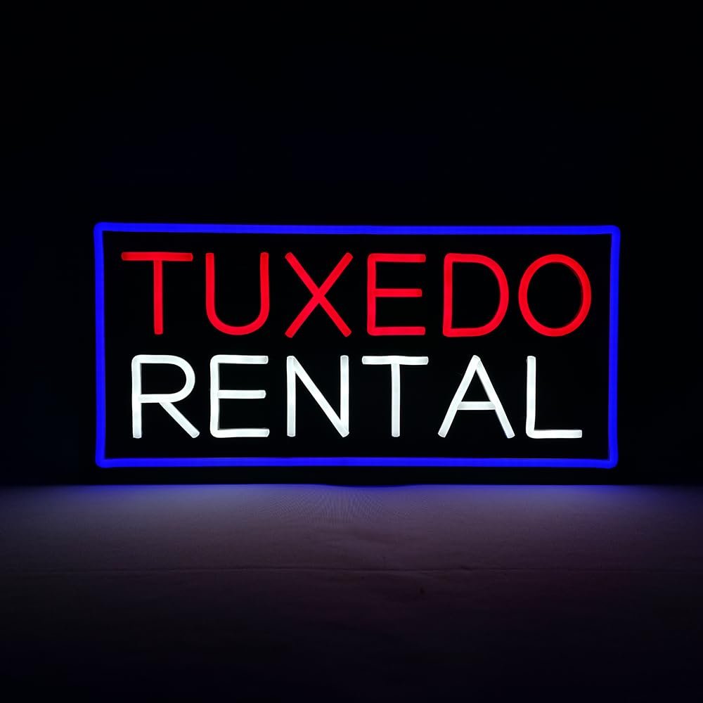 LED Tuxedo Rental Neon Sign, 20"x10"