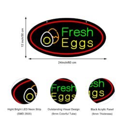 LED Fresh Eggs Neon Sign, 24″x12″