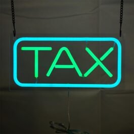 LED Tax Neon Sign, 12″×6″