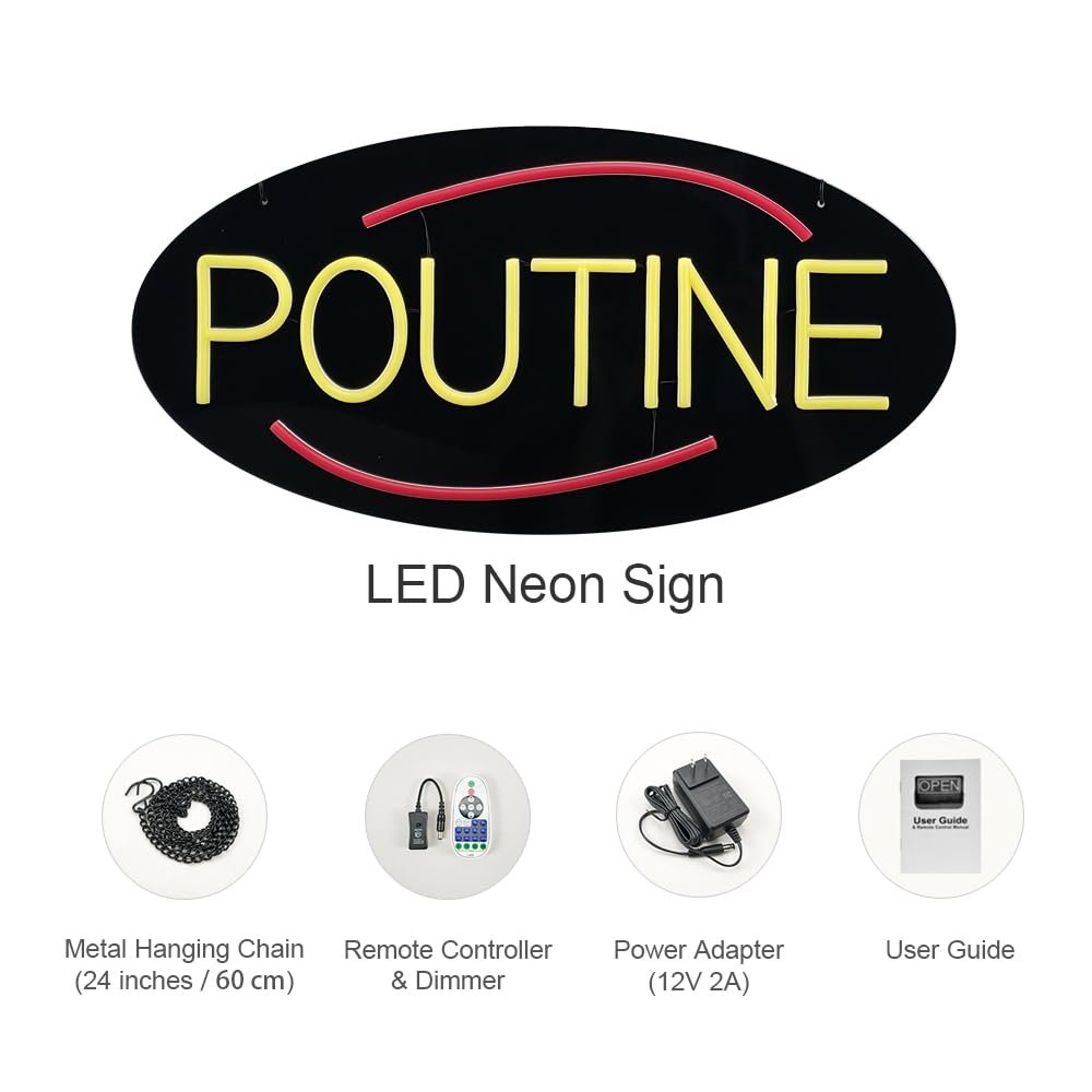 LED Poutine Neon Sign, 20"x10" - Image 5