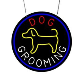 LED Dog Grooming Neon Sign, 16″x16″