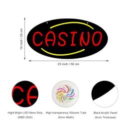 LED Casino Neon Sign, 20”x10”