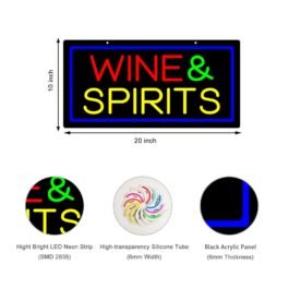 LED Wine & Spirits Neon Sign, 20″x10″