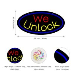LED We Unlock Neon Sign, 20″x10″