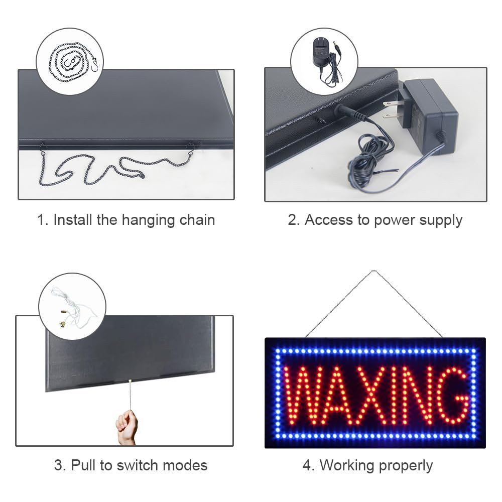 LED Waxing Sign, 19"x9.5" - Image 6