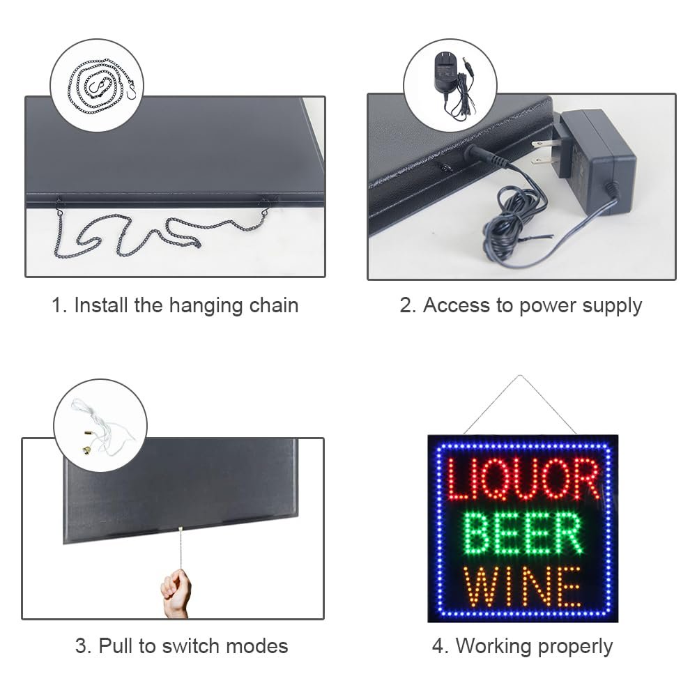 LED Liquor Beer Wine Sign, 16"x16" - Image 5
