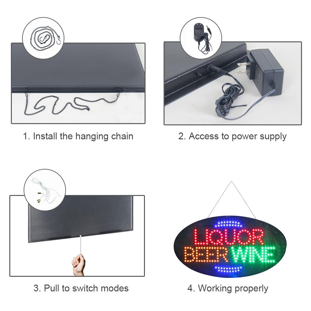 LED Liquor Sign, 27"x15" - Image 5