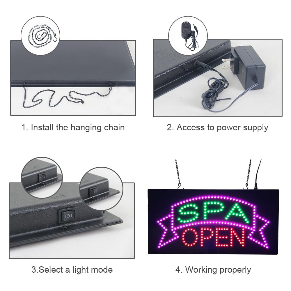 LED Spa Open Sign, 19"x9.5" - Image 6