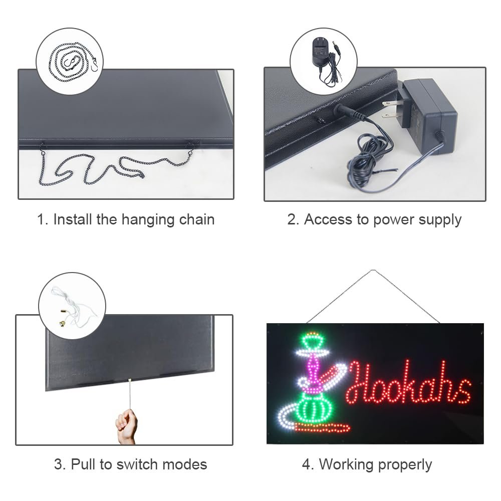 LED Hookah Dot Sign, 31"x17" - Image 5